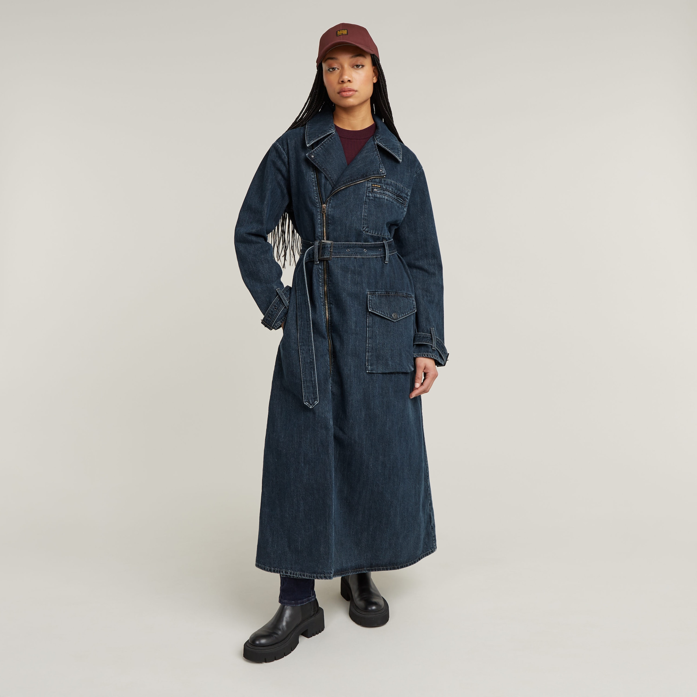 G-STAR Bikerjacke »Long Biker Trench« mit verstellbarem Taillengürtel