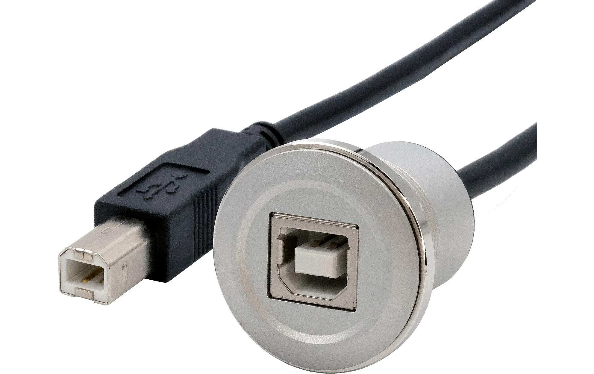 USB 2.0 Adapter Metall USB-B Stecker - USB-B BuchseEinbau-Adapter Metall USB-B Buchse zu Stecker, 30 cm