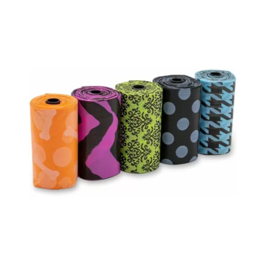 Sacos para recolher fezes de cachorro grandes, estampados, da marca Bags On Board – 10 x 14