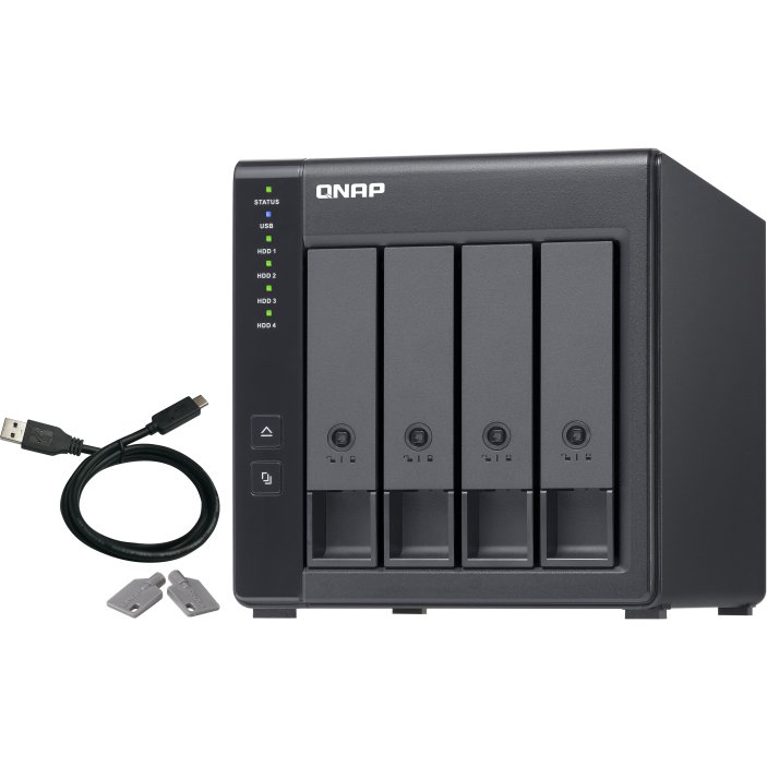 QNAP TR-004 Boîtier de disques de stockage Boîtier disque dur/SSD Noir 2.5/3.5