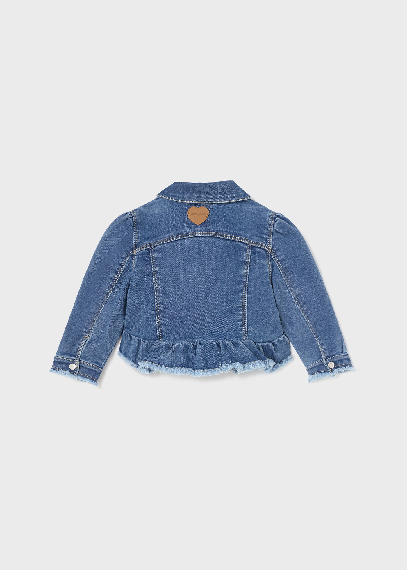 Jaqueta jeans infantil com babado de algodão