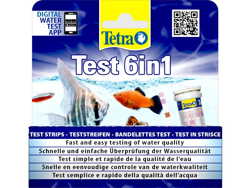 Tetra Wasserpflege Test 6 in 1, 25 Streifen Wasserteststreifen für Süsswasseraquarien