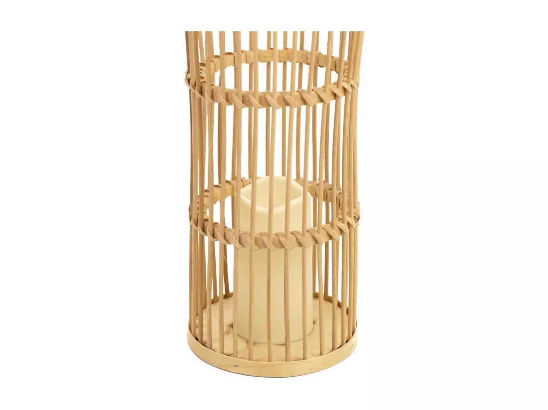 Vase en rotin tressé avec bougie à piles