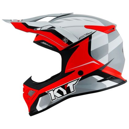 Casque cross KYT SKYHAWK - GLOWING - WHITE/RED 2023 - Blanc