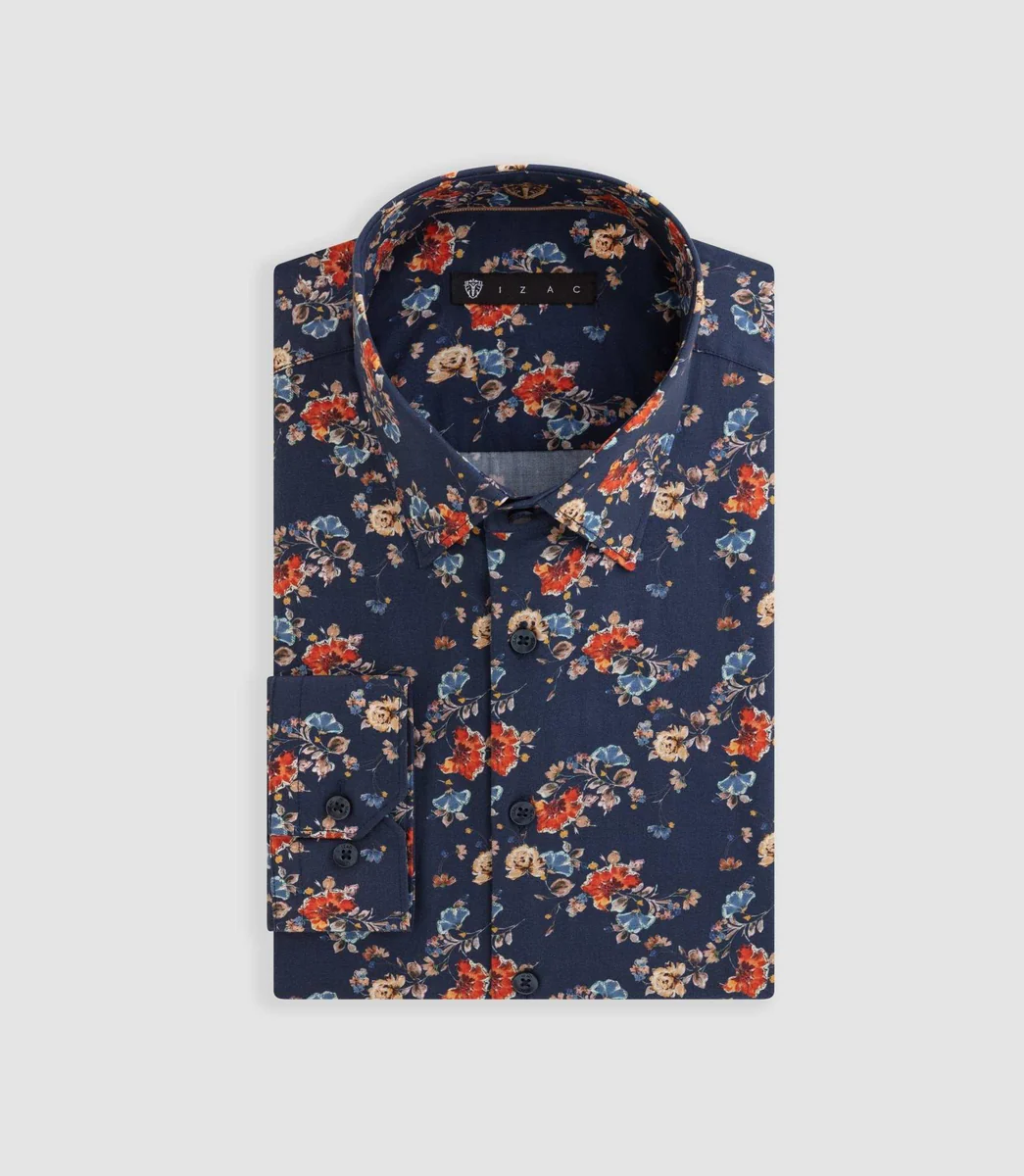 Chemise à imprimé floral marine 
