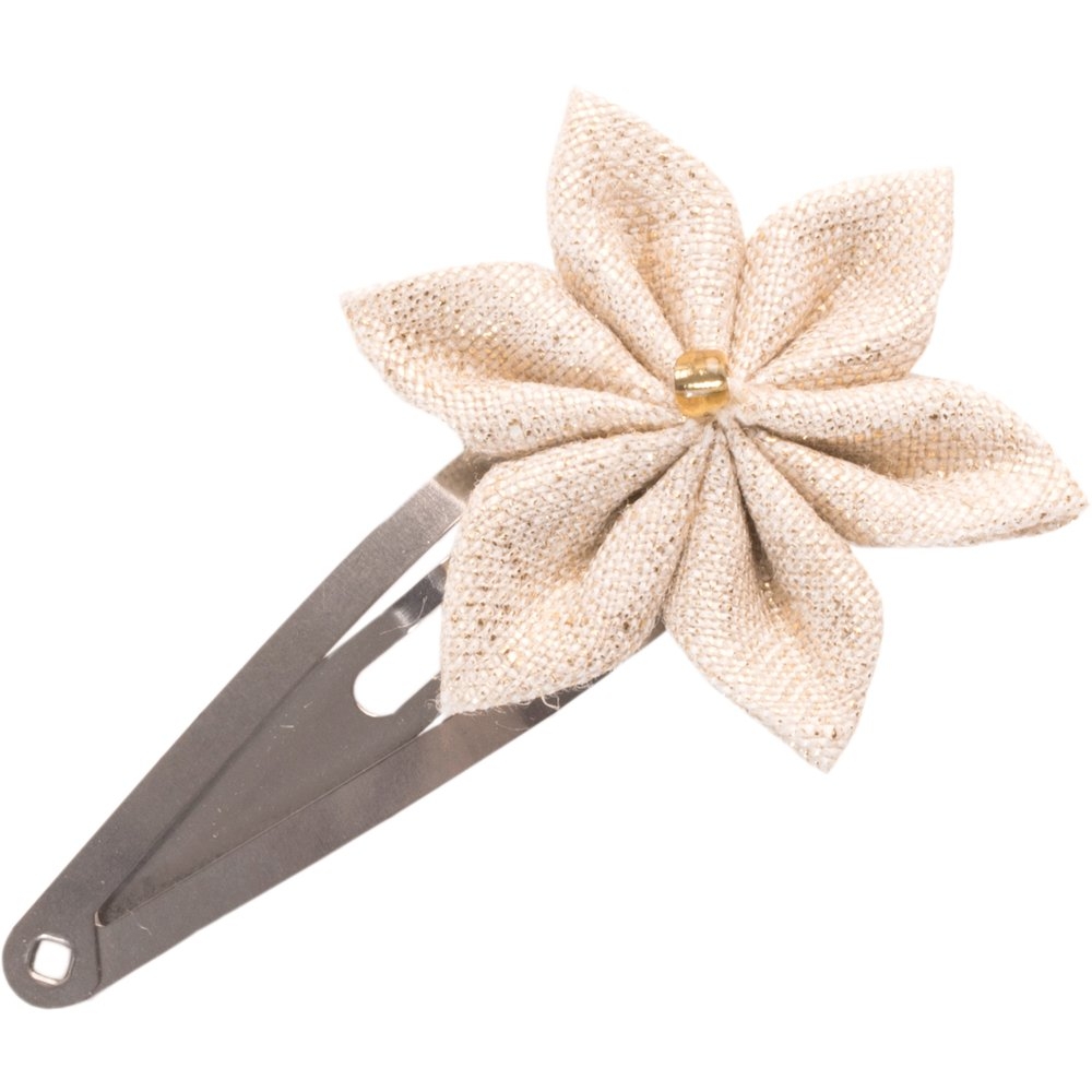 Barrette Clic-Clac Fleur Étoile Lin Pailleté