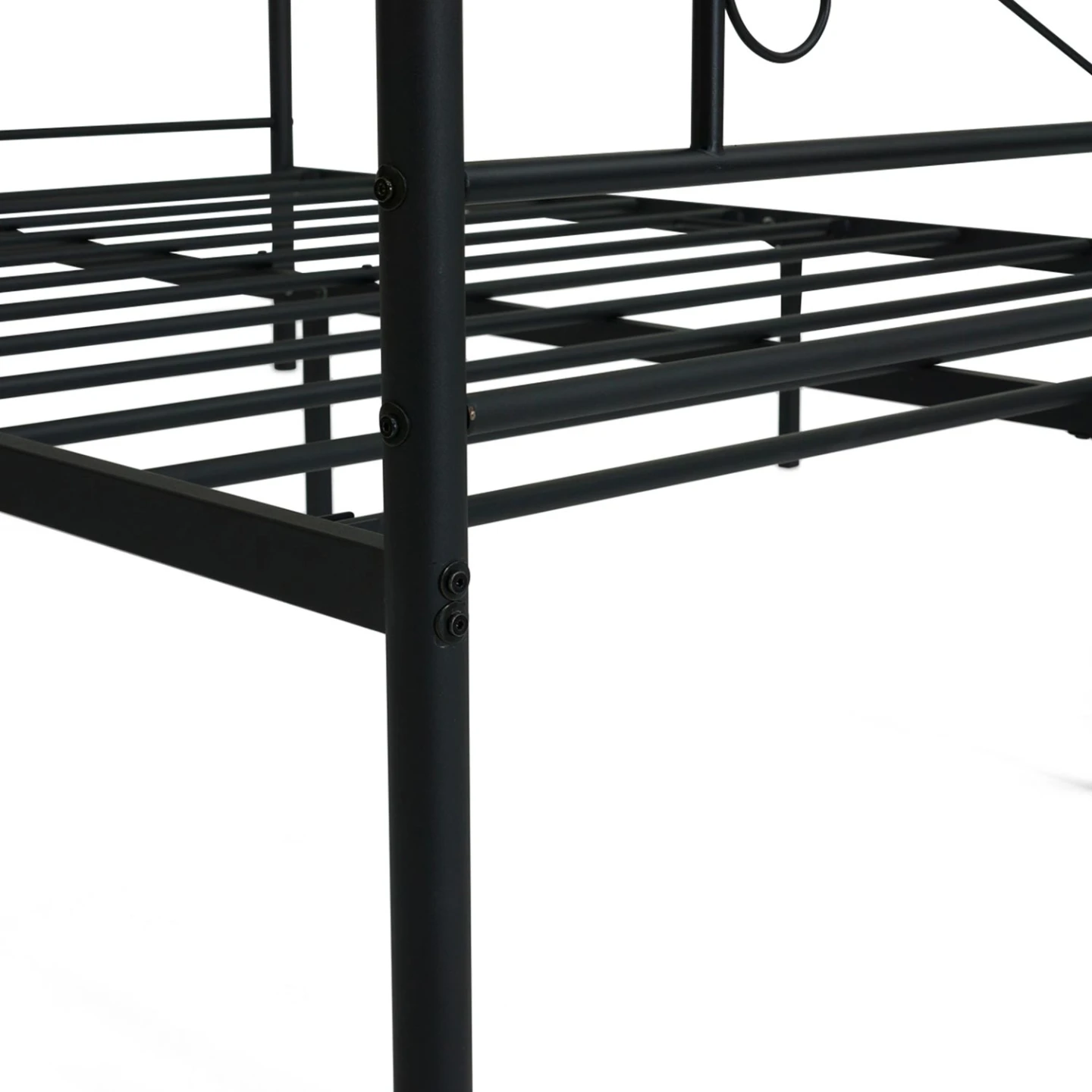 Lit double TAMPA avec tête de lit et sommier en métal 140 x 190 cm noir