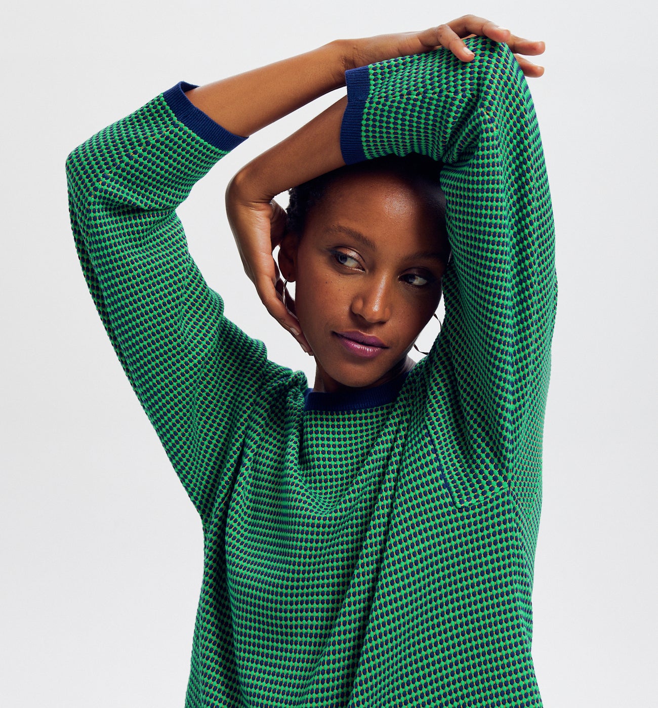 Pull effet jacquard Femme - Imprimé vert