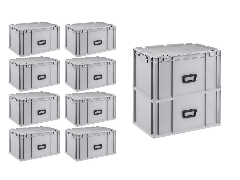 PROREGAL Super Saver Set 10 x Eurobox NextGen Draagbaar HxBxD 33,5 x 40 x 60 cm 65 Liter Euro Container Transportbox Stapelbare Container