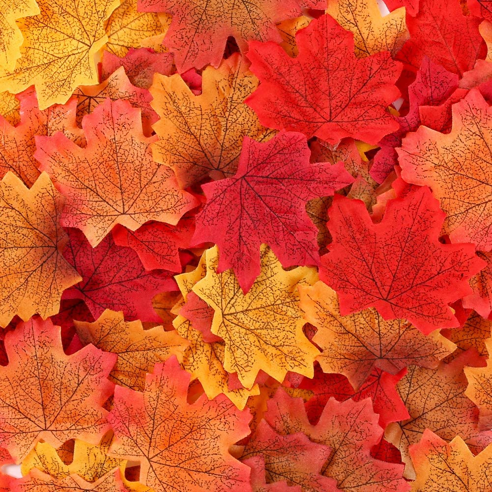 (100er Set) Ahorn Blätter Tischdekoration Herbst Laub Deko - Rot / Orange
