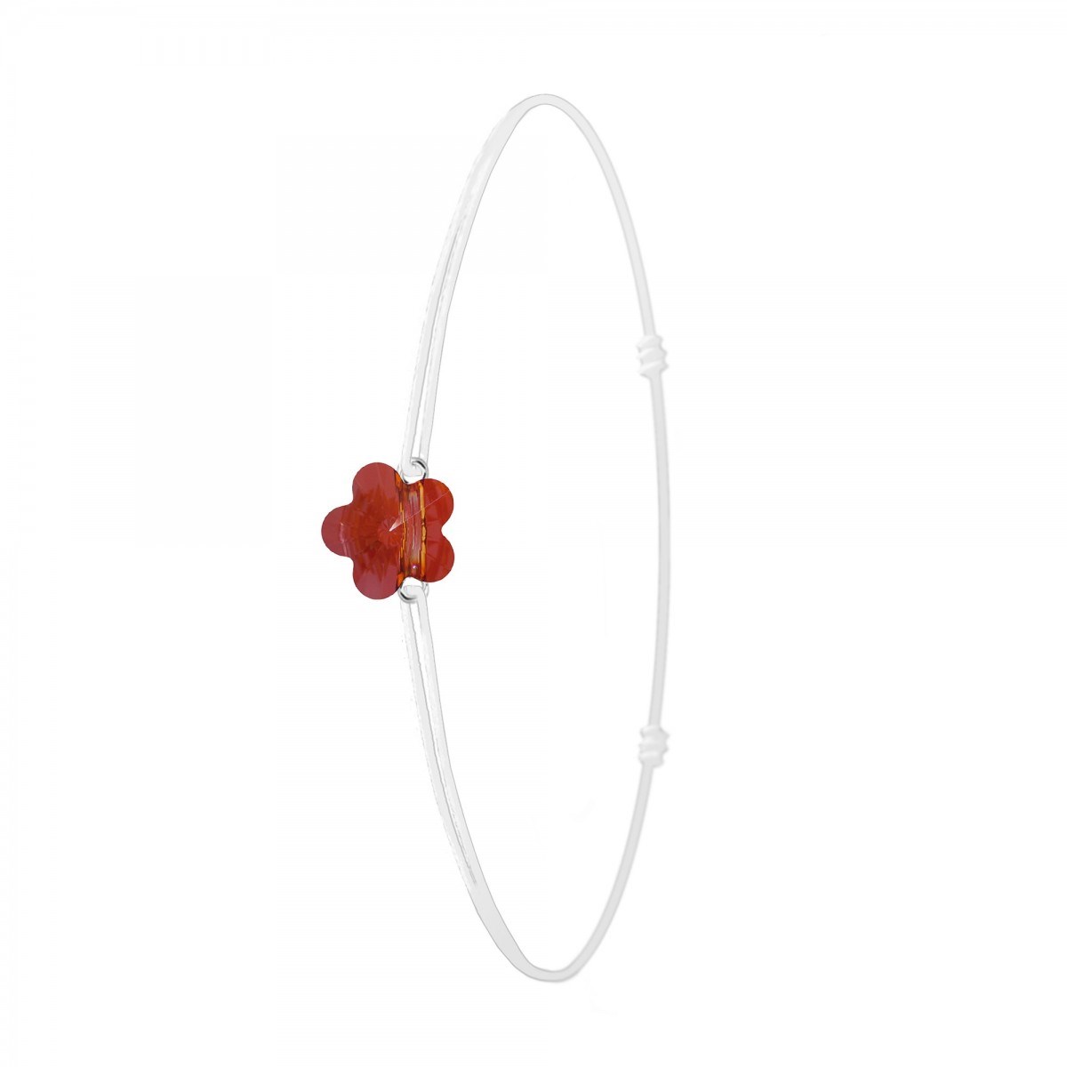 Bracelet élastique blanc et fleur SC Crystal orné de Cristaux scintillants