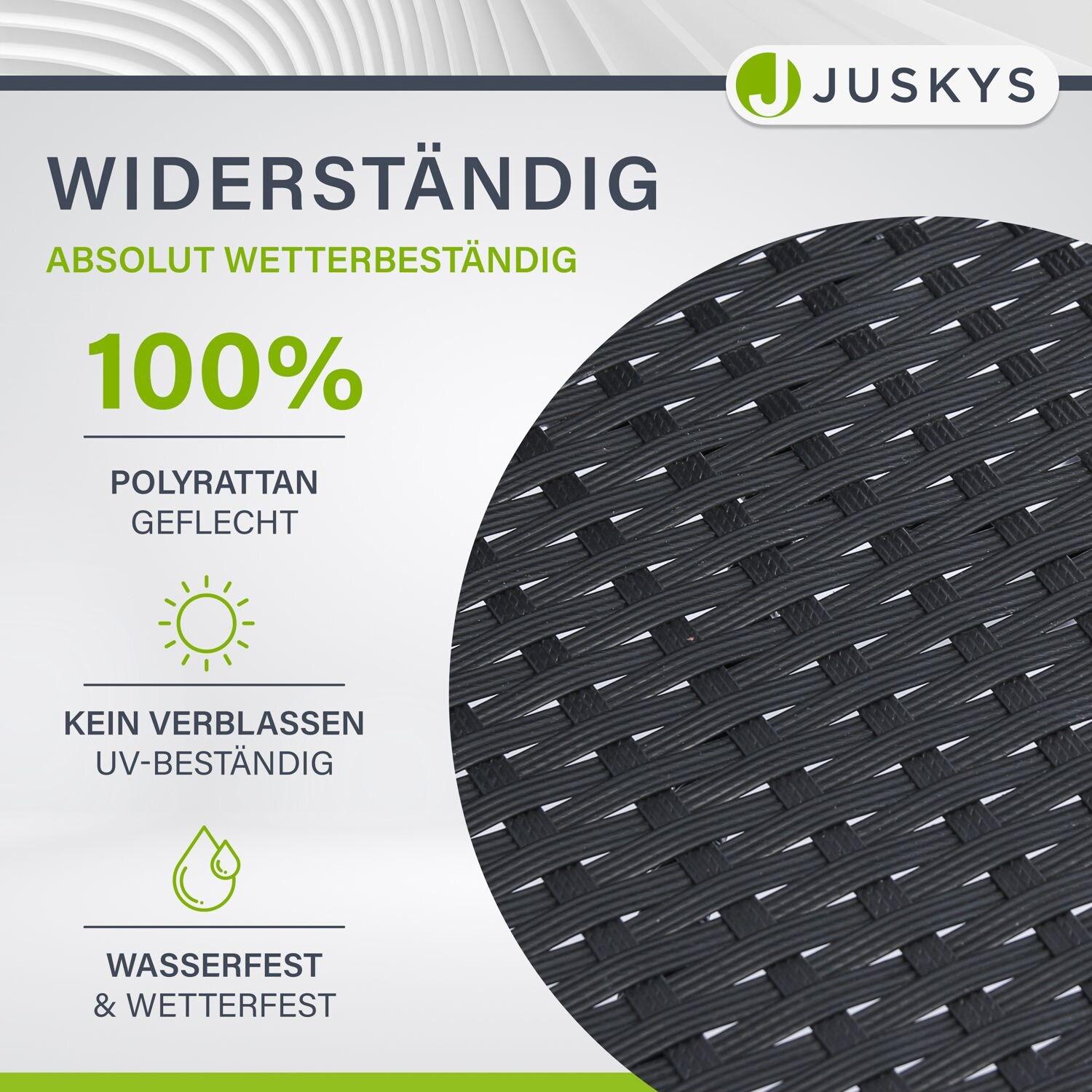 Juskys Polyrattan Gartenstühle Yoro 2er Set - Stuhl mit Armlehnen - Rattan Stühle stapelbar Schwarz