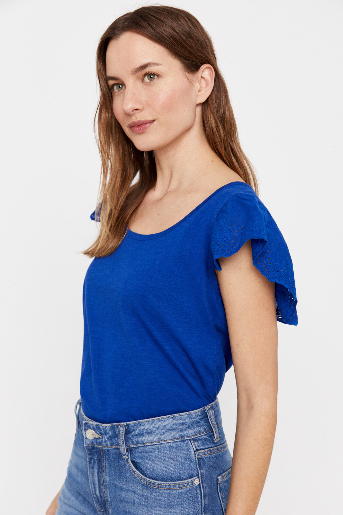 Camiseta com mangas combinadas - Azul escuro