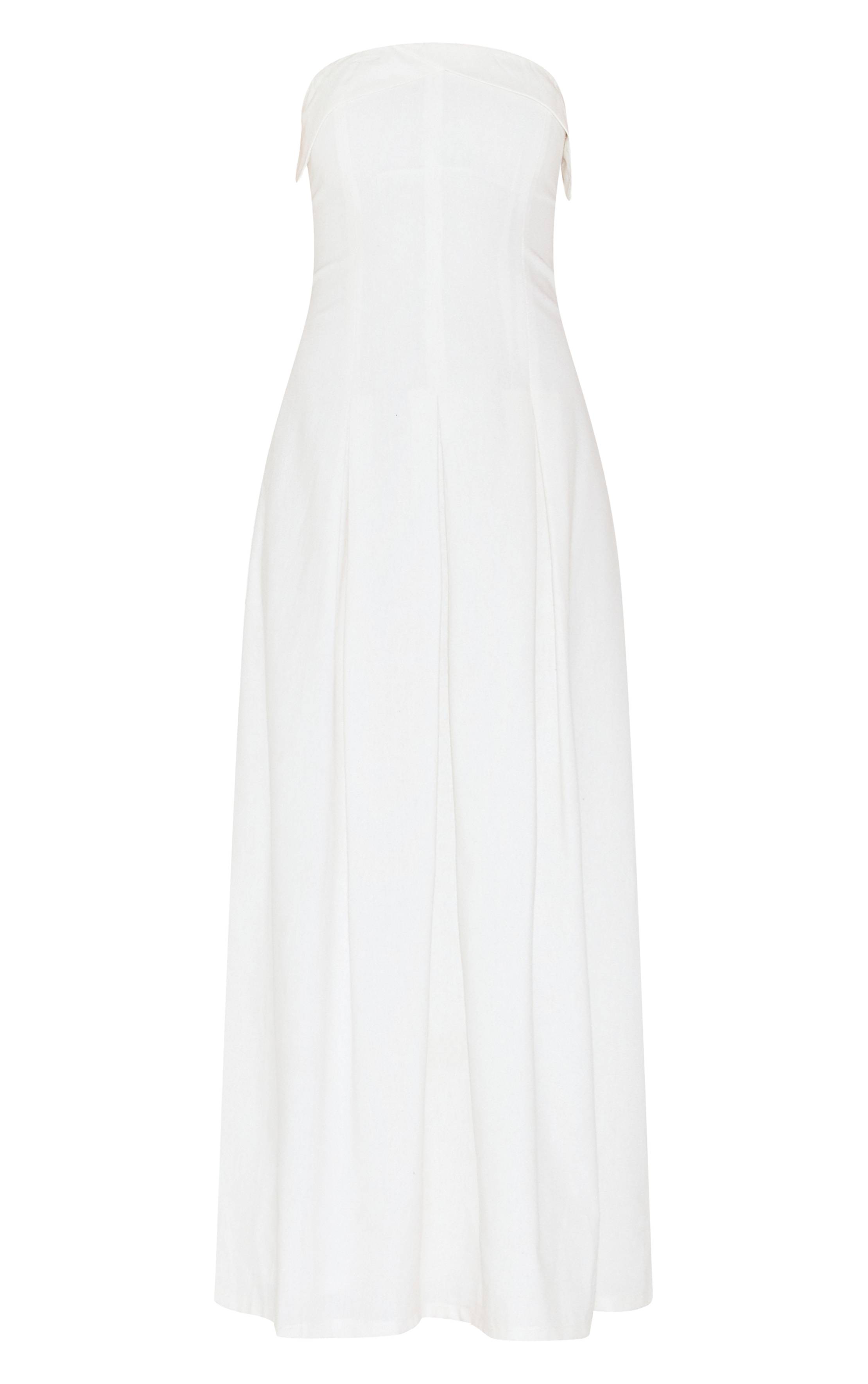 Blanc Robe Mi-longue Plissée À Bustier