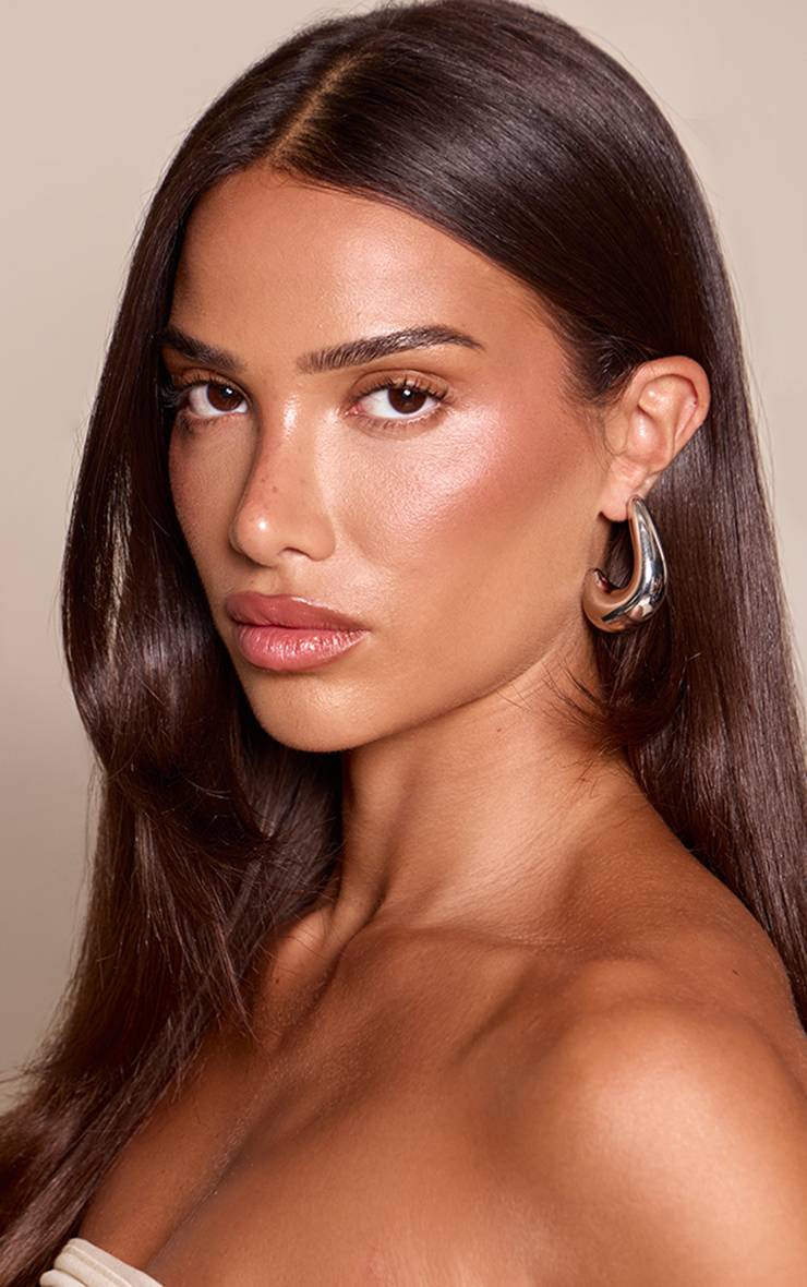 Argenté Boucles D'oreilles Créoles Dôme Volumineuses Lisses