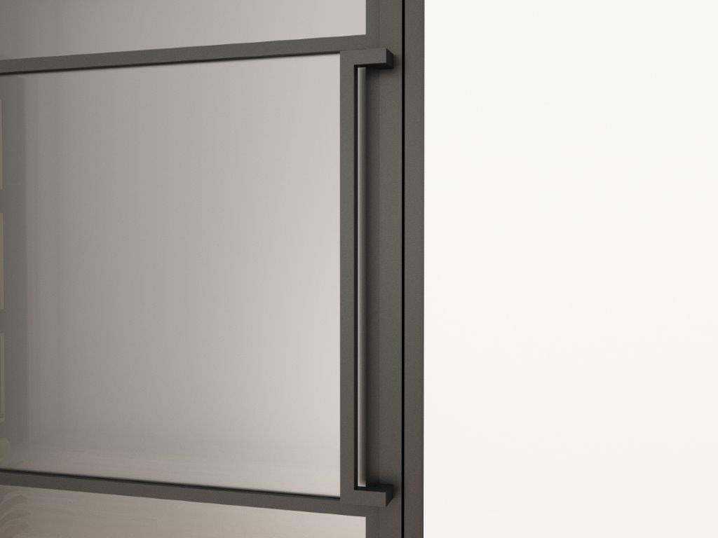 Complete glazen deurset met beslag, loft-stijl, 834x1972mm, DIN links - greeplijst, draaideur