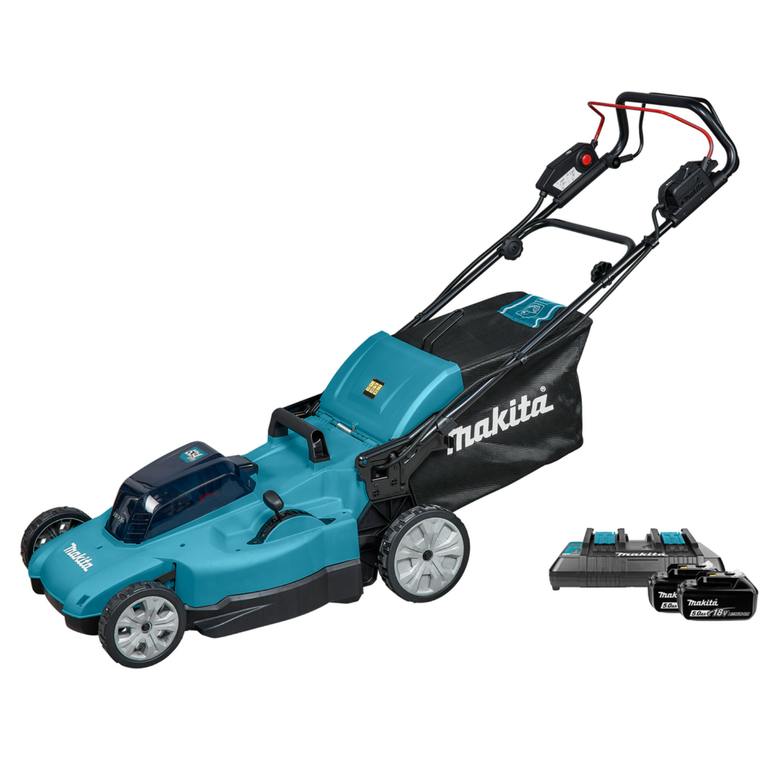 Makita DLM539PT2 (2X18V) Li-Ion Accu Grasmaaier set (2x 5,0Ah) - 53cm - 70L - 1000 m²