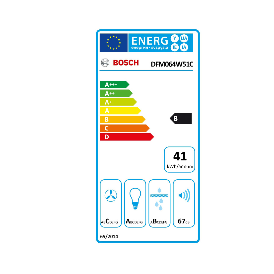 Bosch DFM064W51C Dunstabzug Flachschirmhaube 60cm 230V