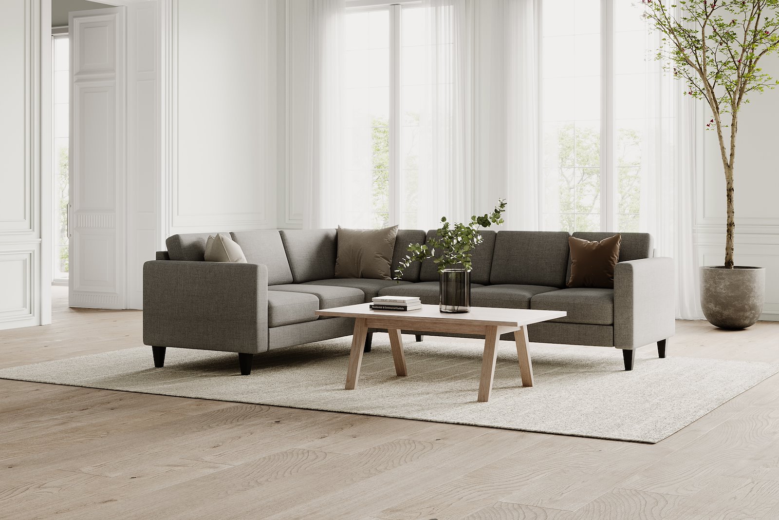 A-Line sofabord Hvitoljet eikefinér. 70x130 cm.