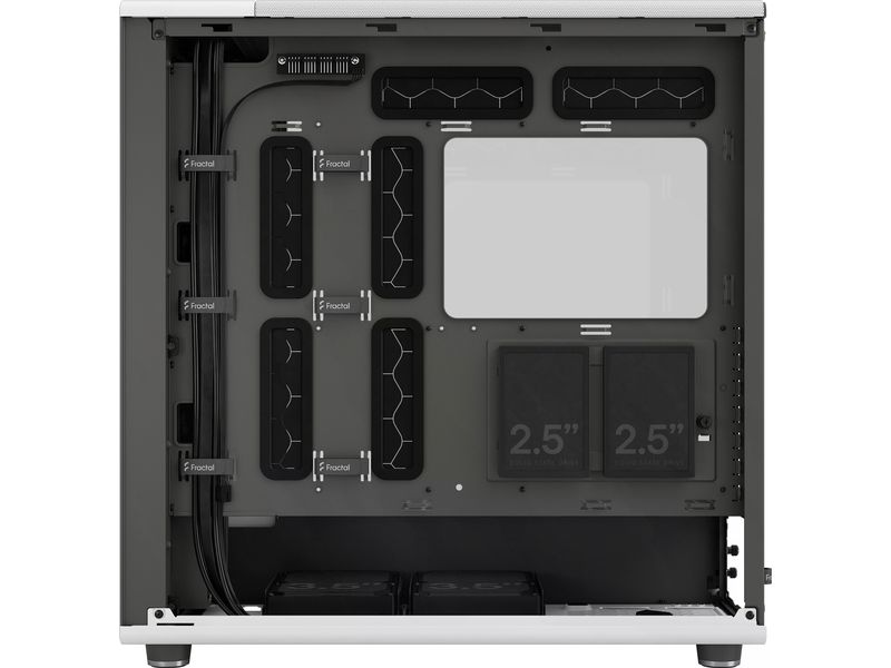 Fractal Design PC-Gehäuse North XL TG Clear Weiss Elegantes Gehäuse mit Seitenfenster und offener Front aus echtem Eichenholz
