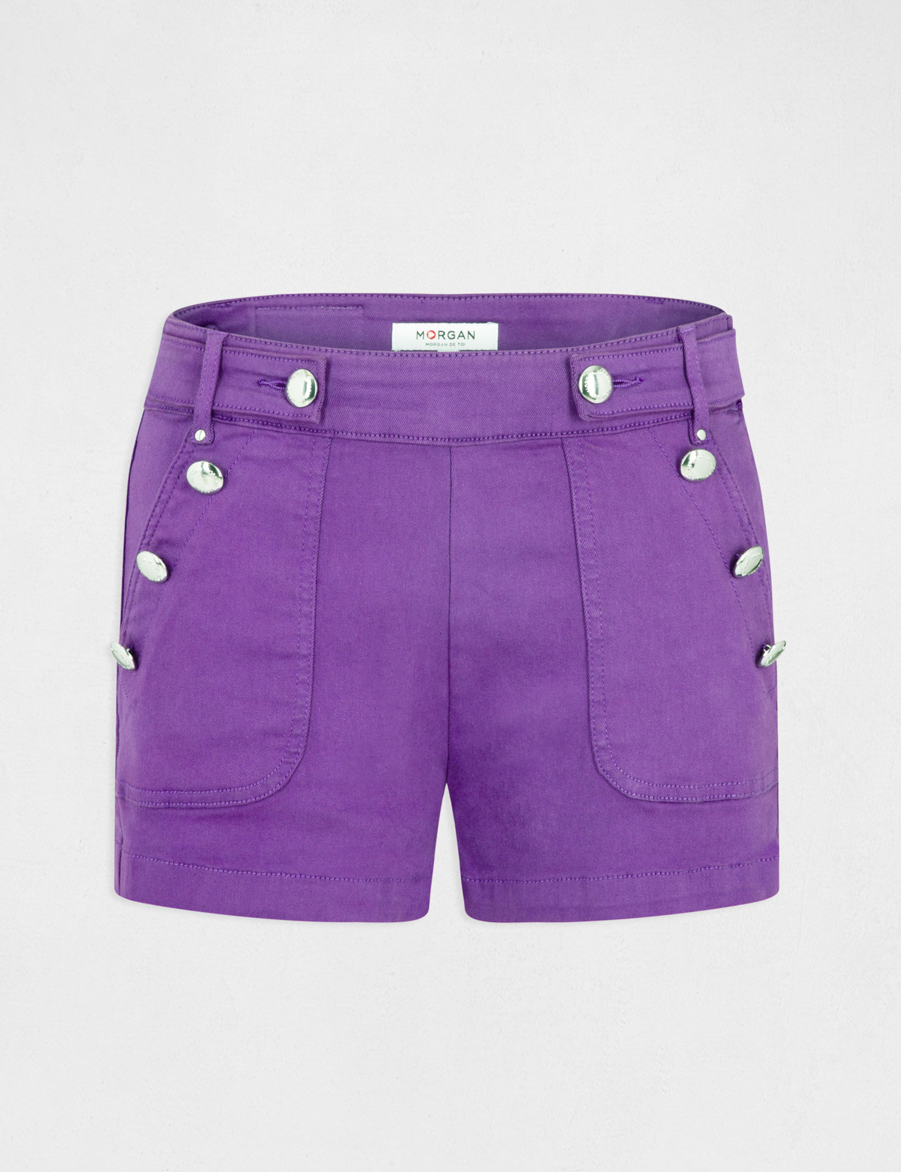 Short droit à ponts violet fonce femme - violet_fonce