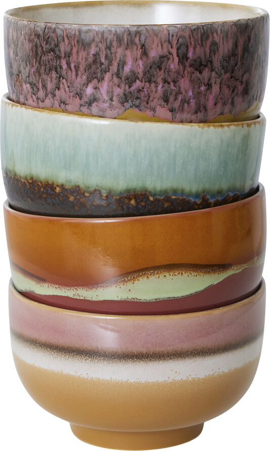 HK Living 70s ceramics noodle bowls geyser set of 4 Multi