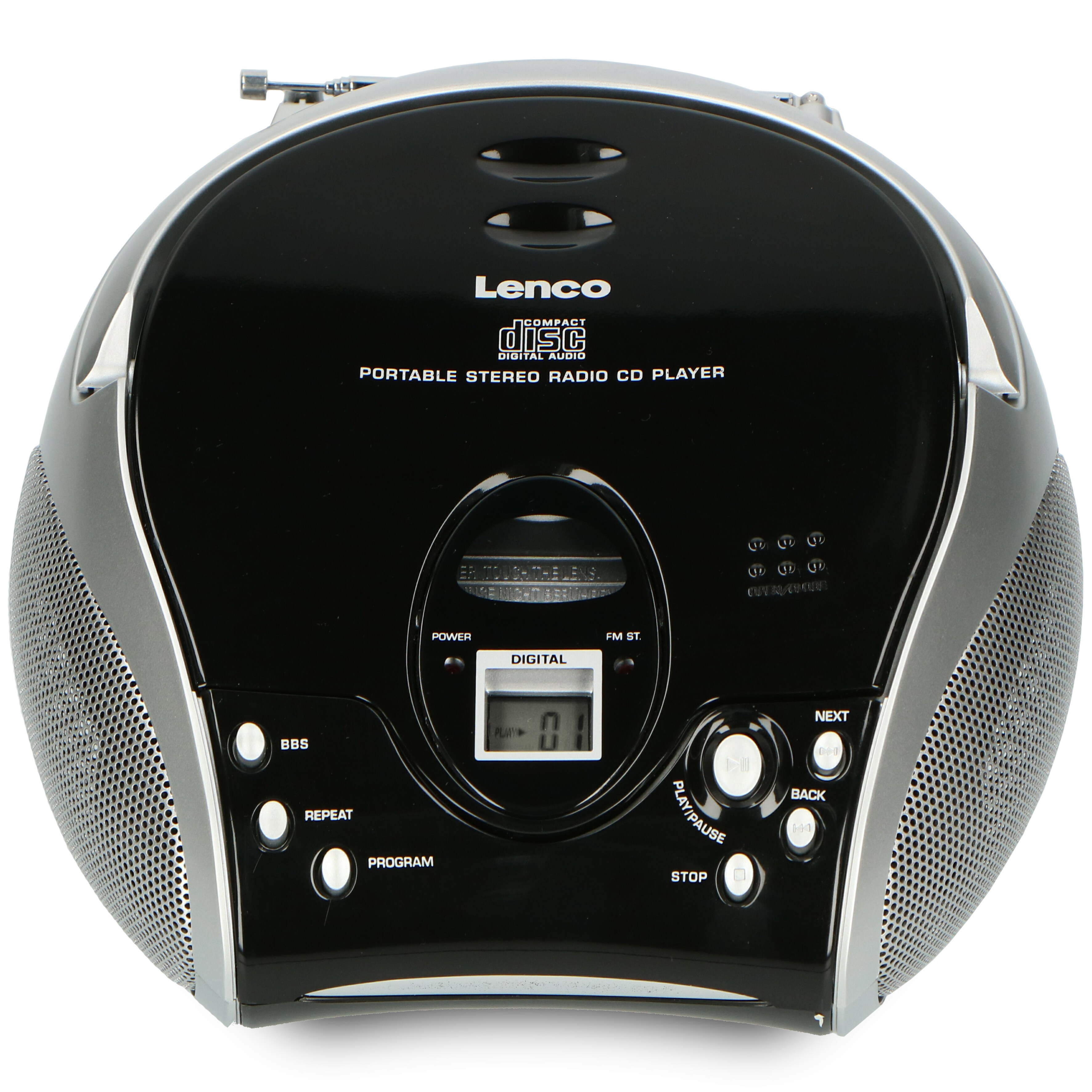 Lenco SCD-24 Black/Silver Tragbares FM-Radio mit CD-Player Kopfhöreranschluß Silber/Schwarz