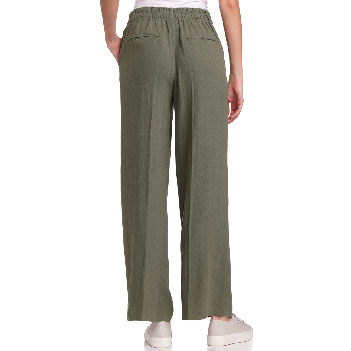 Gina Collection Damen Leinen-Hose in Unifarben oliv