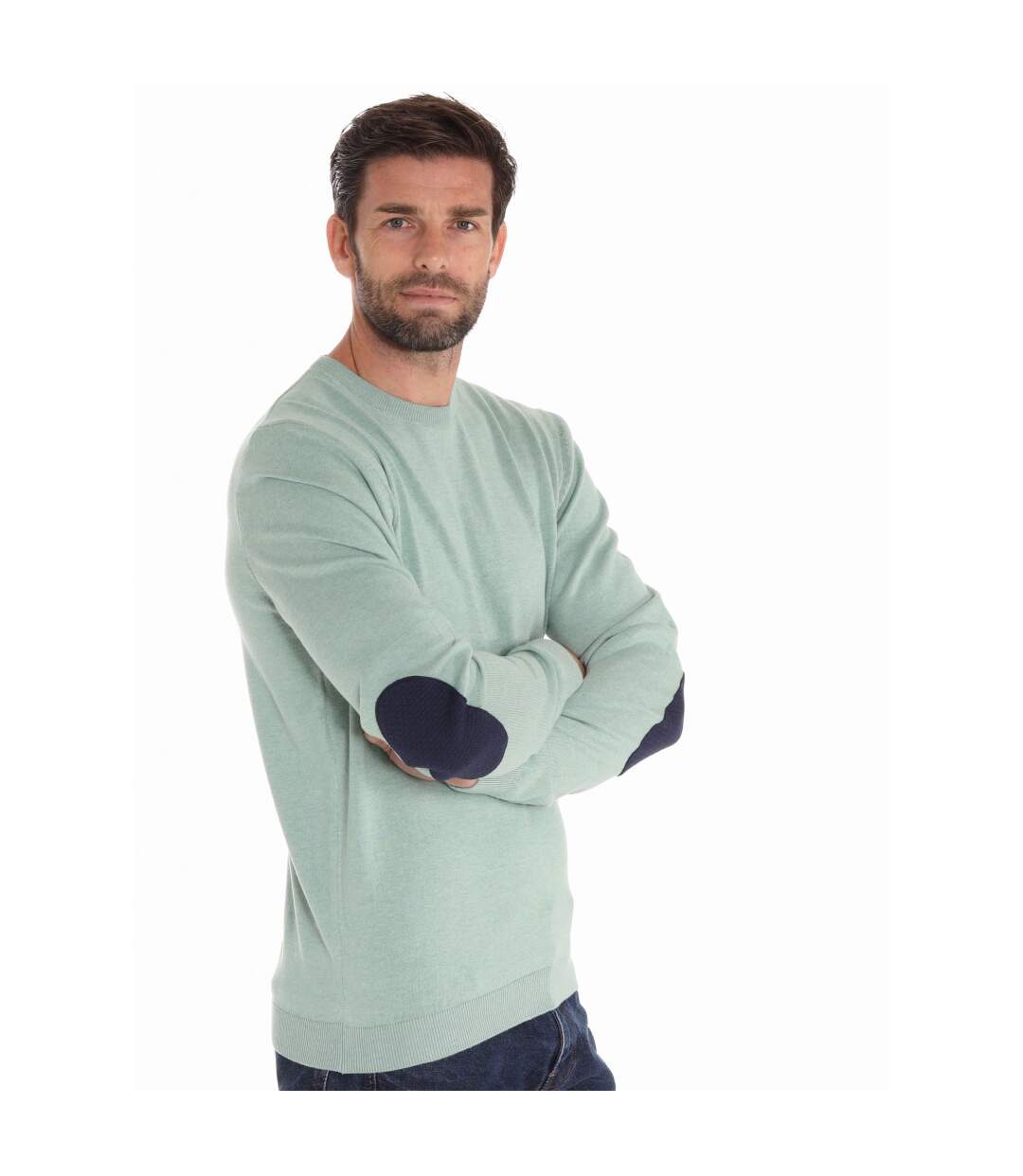 Pull col rond a coudières