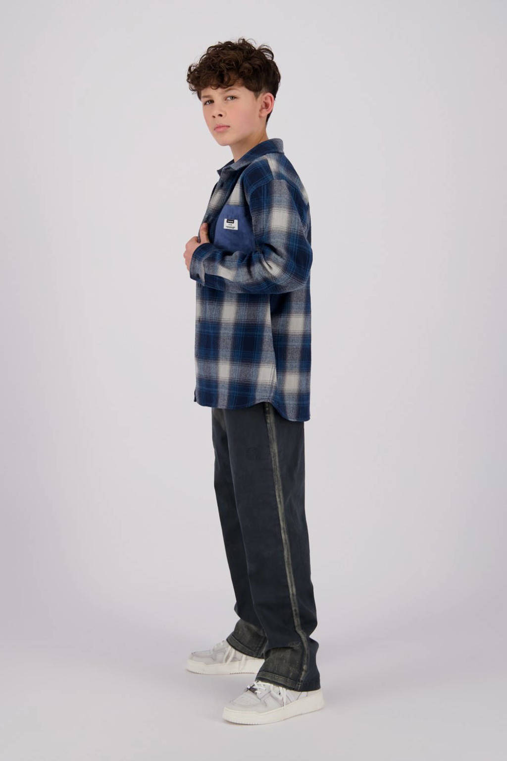 Vingino geruit overhemd Lyric jeans blauw/beige