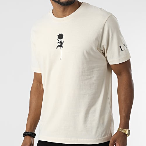 Tee Shirt Oversize Large Roses Beige Chiné Noir