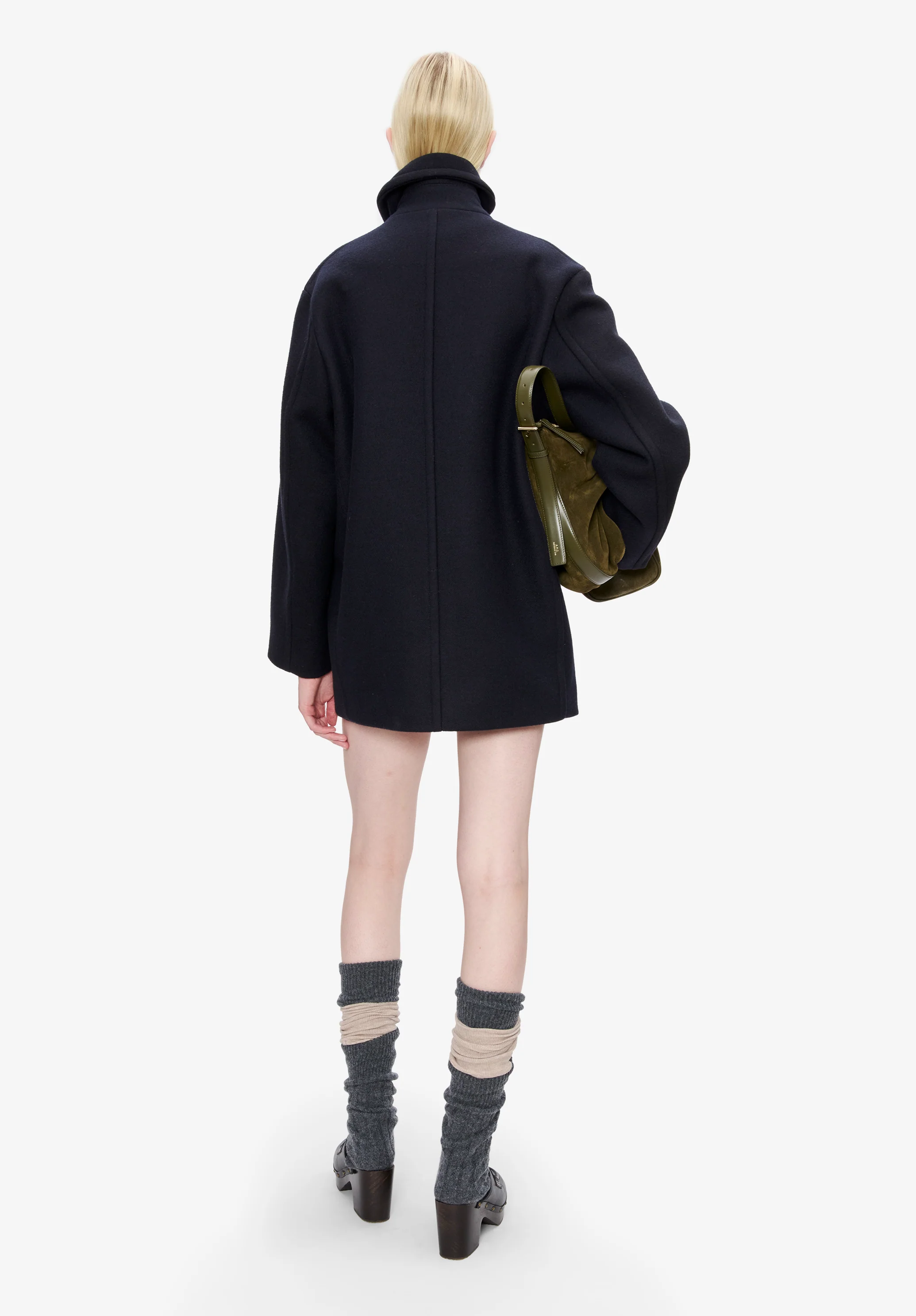 Caban en laine recyclée. - Dark navy