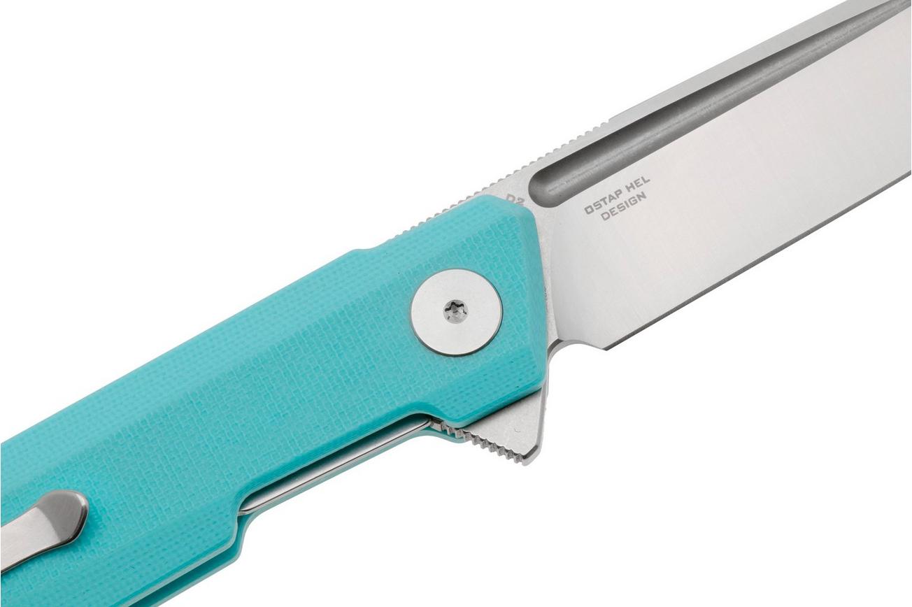 Bestechman Dundee Sheepsfoot BMK09B Satin D2, Seafoam G10, zakmes