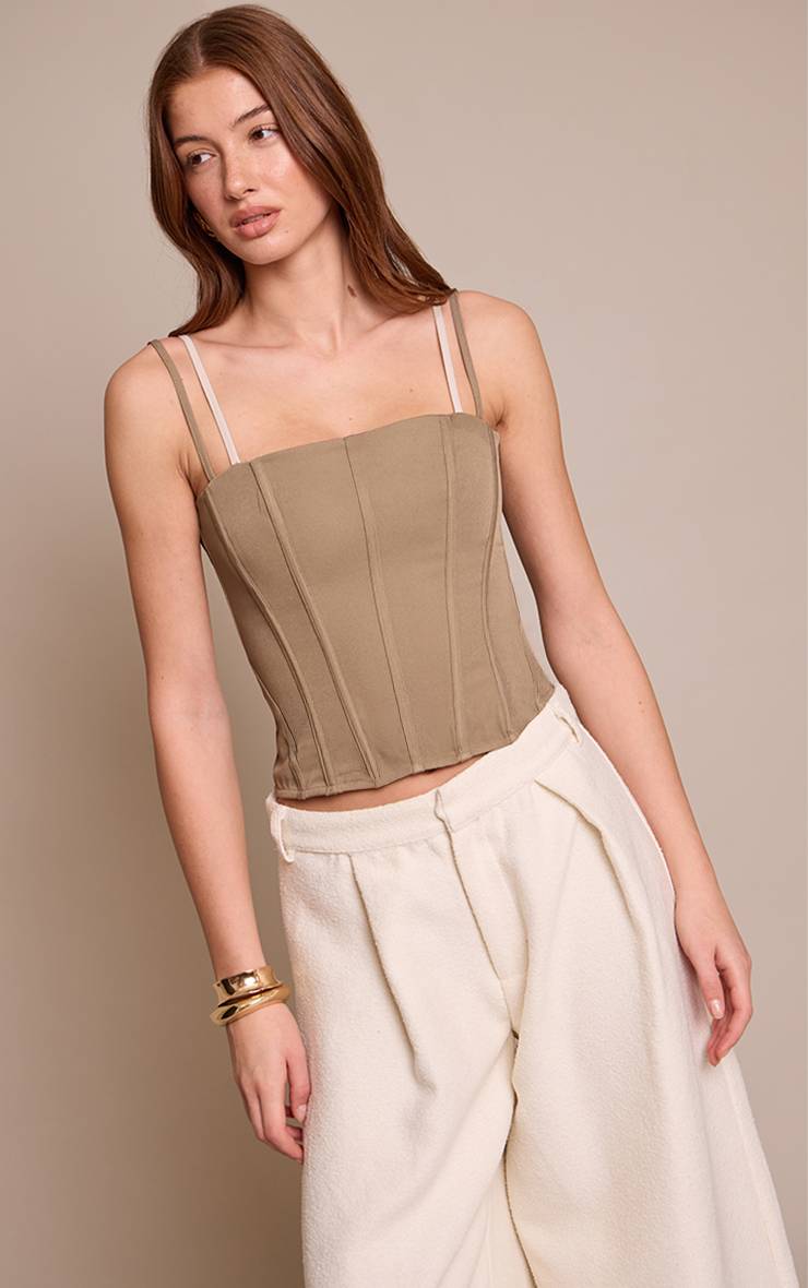 Champignon Corset À Bretelles Contrastées Tissé