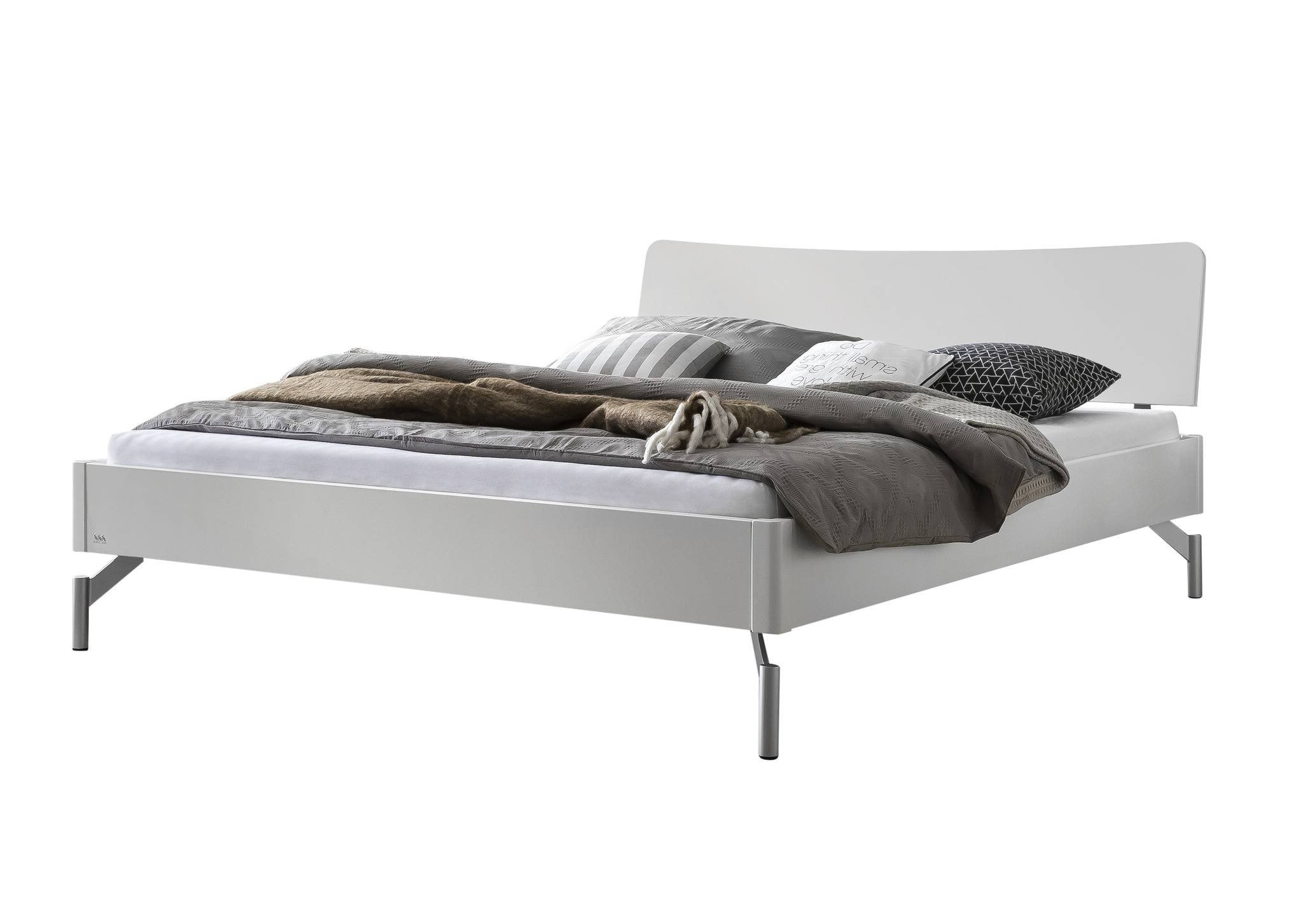 Holzbett HASENA ALBINIA 140X200cm Höhe 20cm Alu Buche weiß