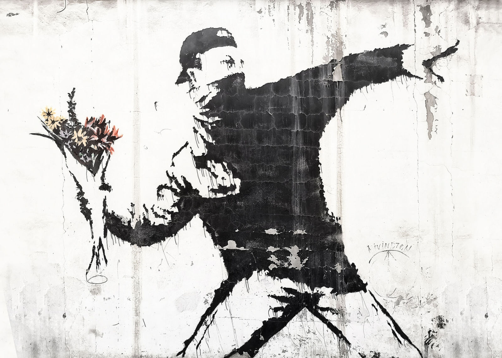 Leinwandbild BLUMENWERFER - Banksy - 70x50 cm