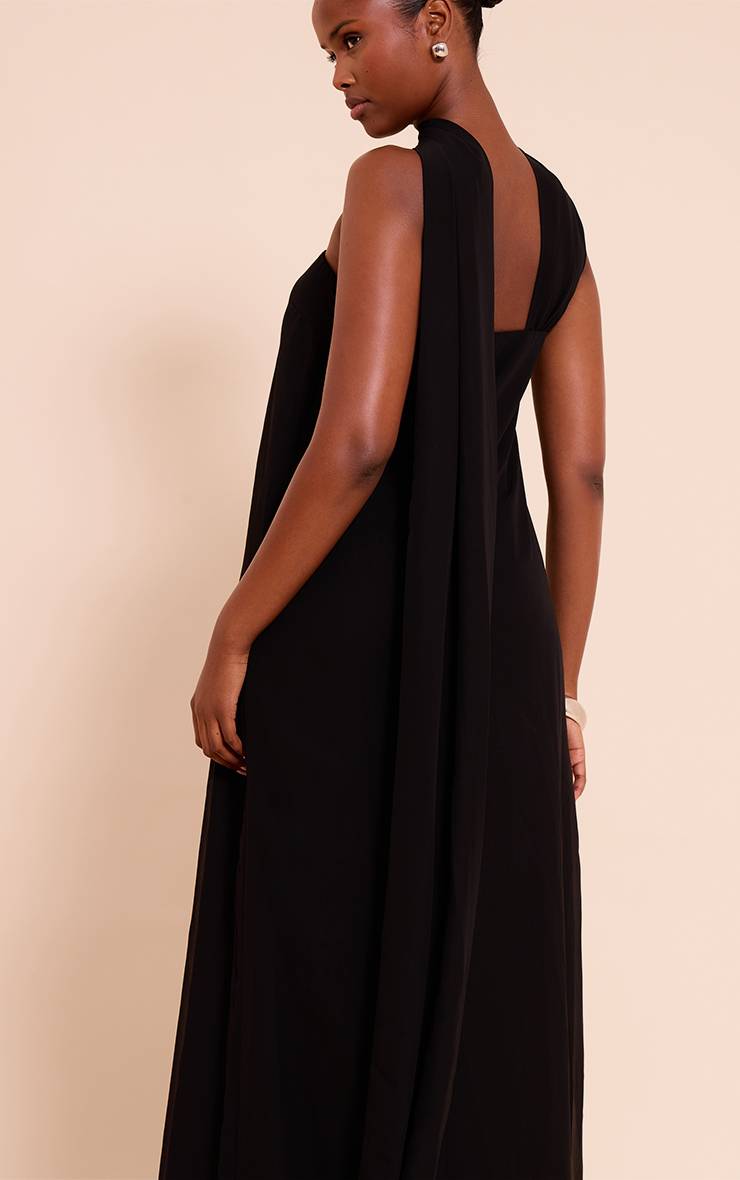 Noir Robe Fourreau Bandeau En Mousseline Avec Détail Foulard