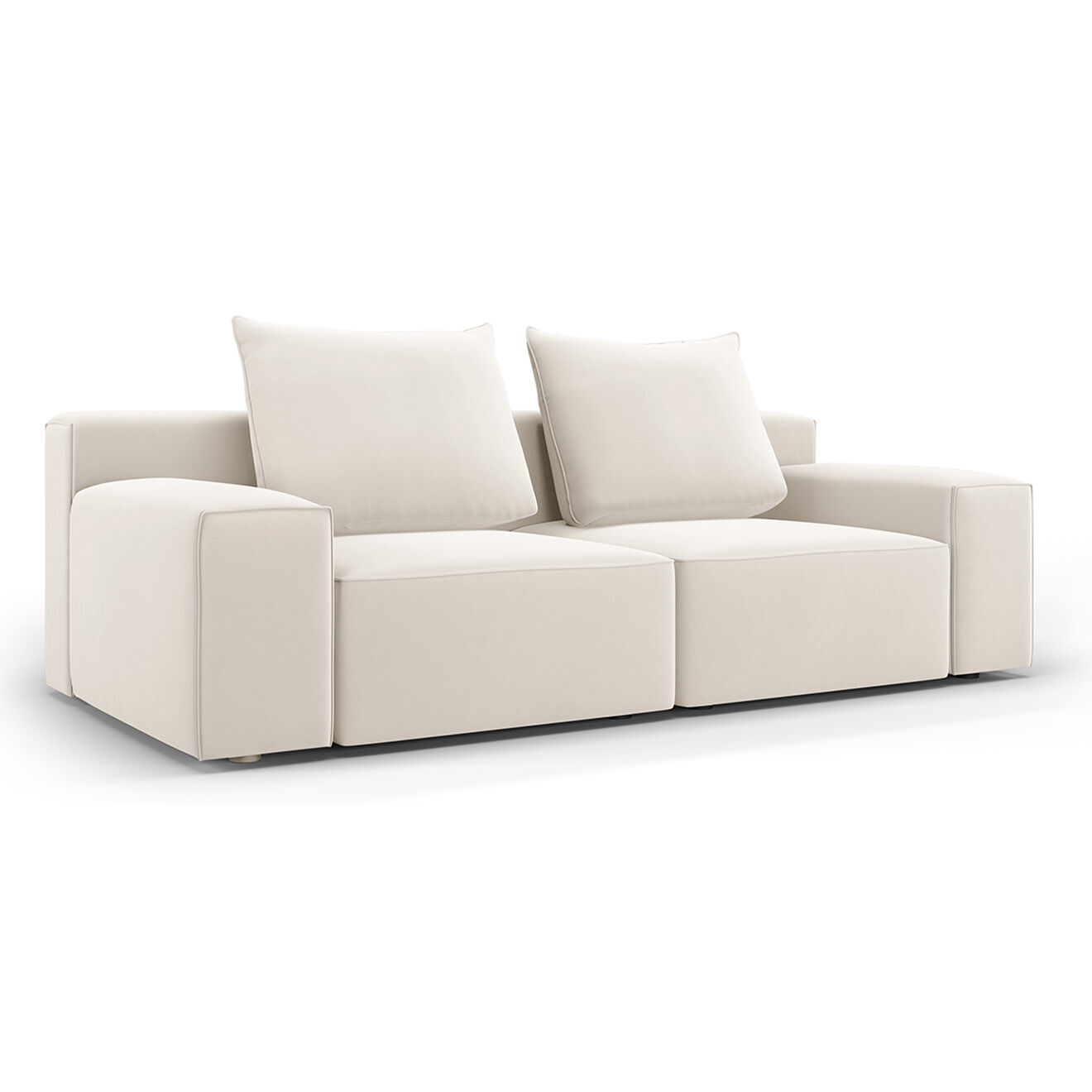 Mazzini Sofas Canapé Velours Ivy 3 Places beige - 210x105x89 cm