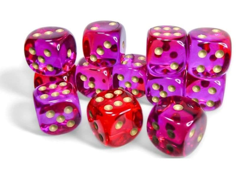 Chessex Würfelset Gemini 16 mm d6 Translucent Magenta 12 St Würfelset mit 12 Würfeln