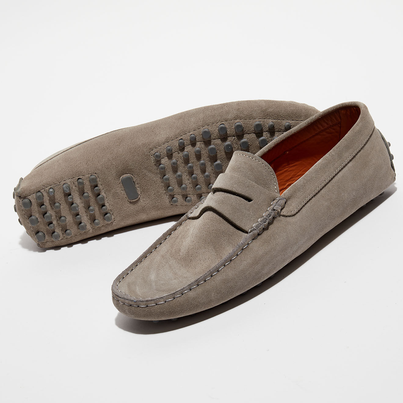 Loafers Mocassins en Velours de Cuir Martin gris
