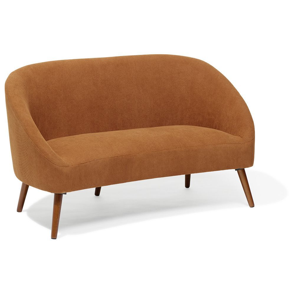 Canapé Joseph velours côtelé marron rouille/acajou - L137xP69xH79 cm