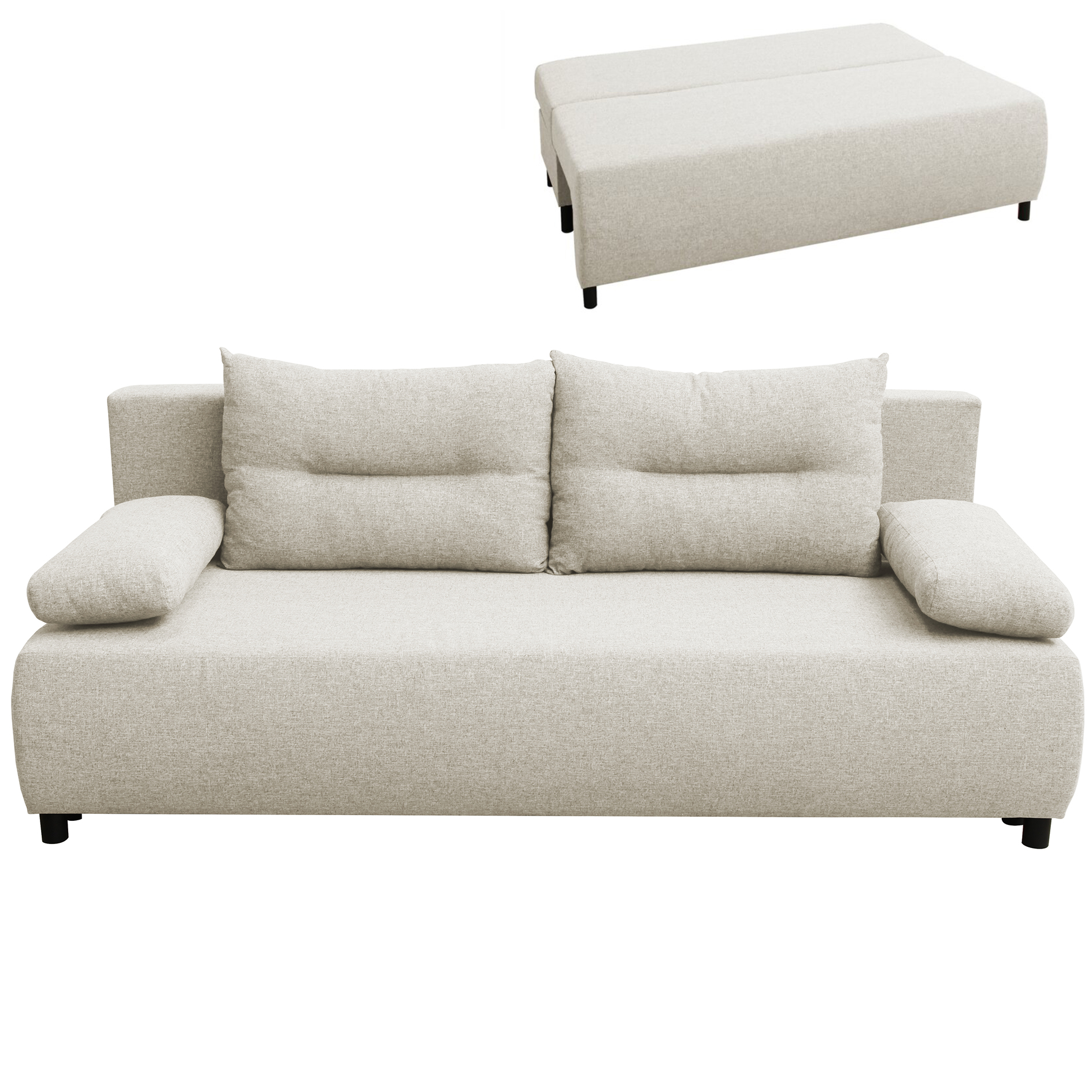 Schlafsofa - creme - mit Staukasten - 192 cm