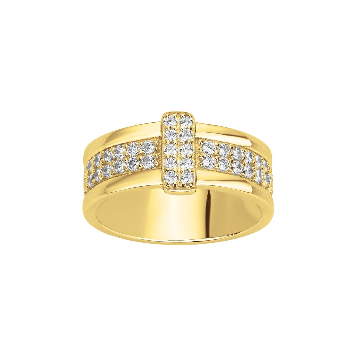 Bague en Plaqué Or avec oxyde de zirconium blanc
