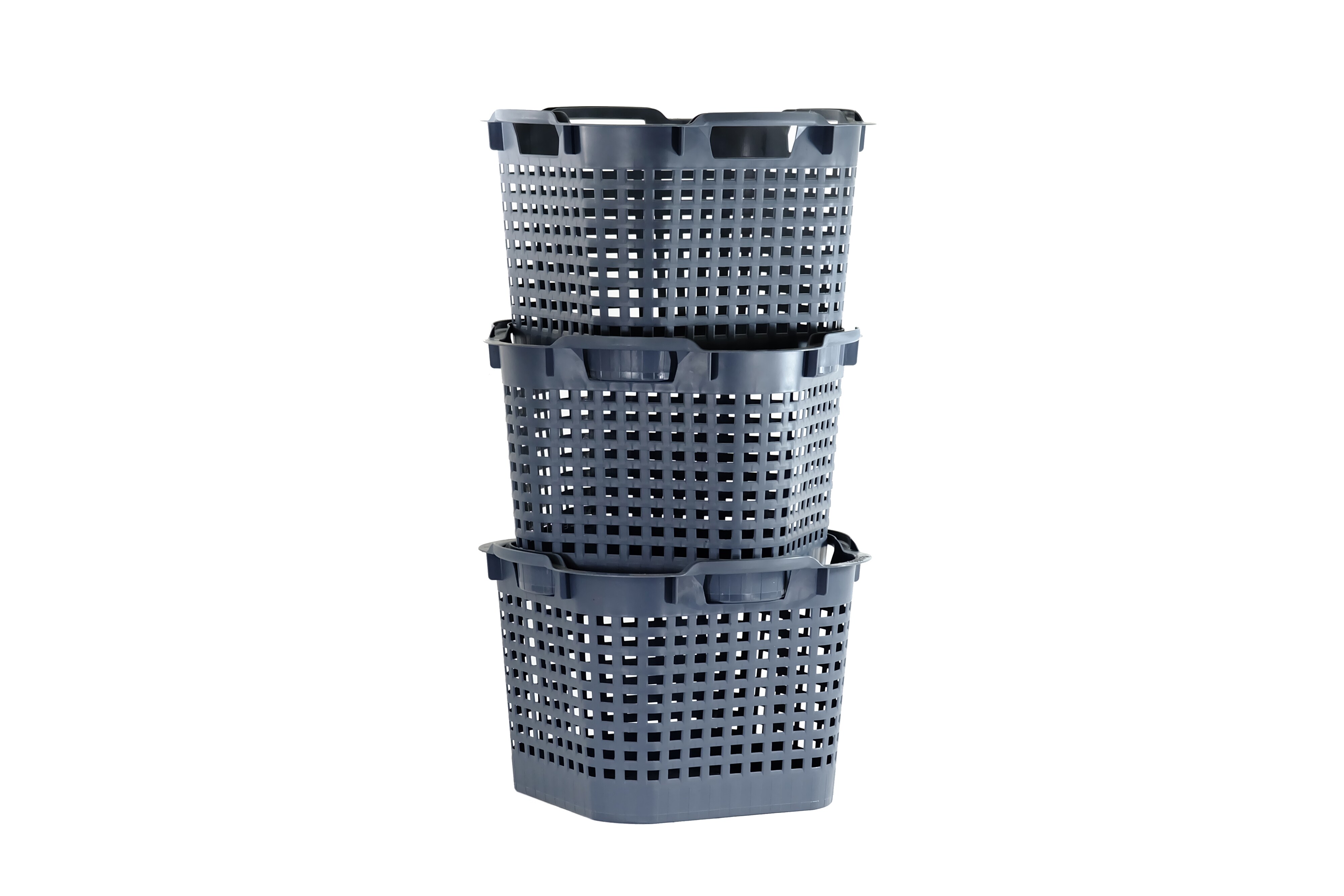 GreenLife Uni-Korb 25 kg, 3 Stück, drehstapelbar, grau