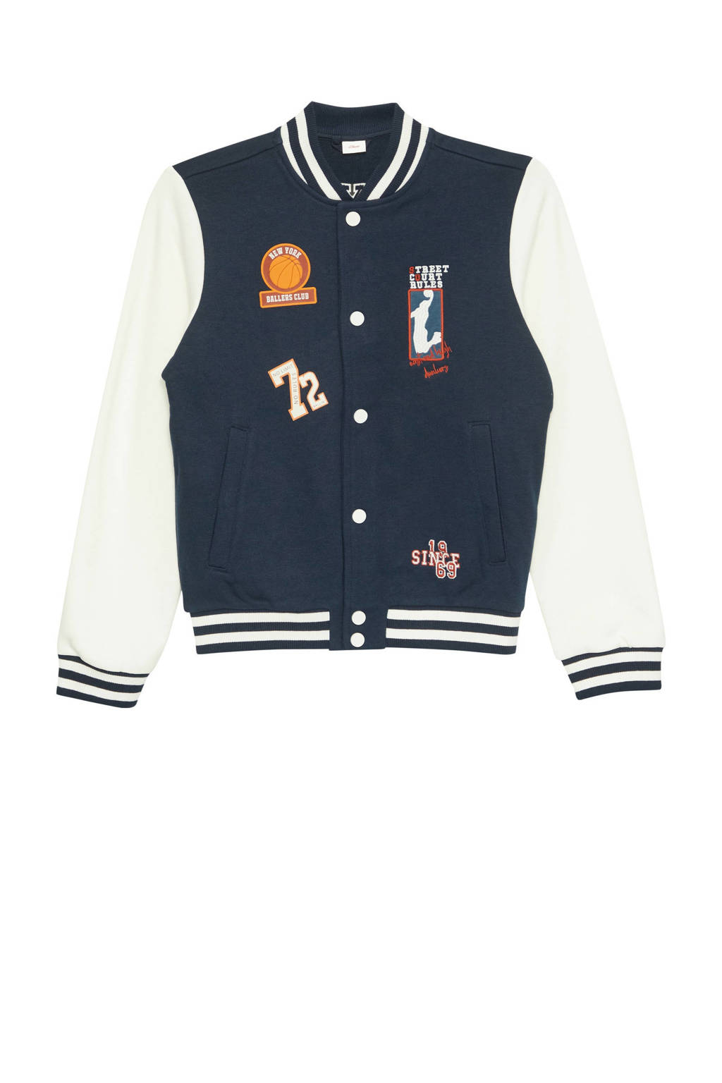 s.Oliver baseball jacket met printopdruk donkerblauw/wit