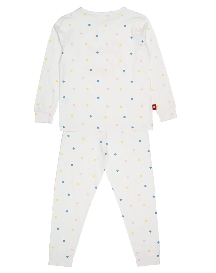 Schlafanzug MULTICOLOURED DOTS 2-teilig in weiß/rosa