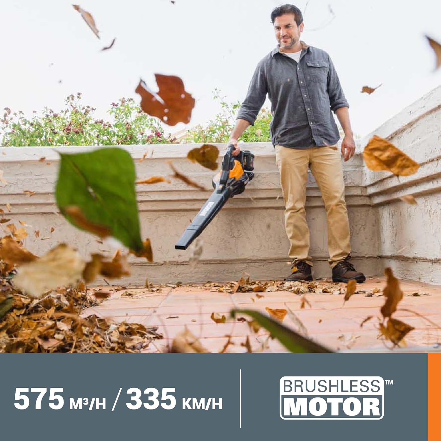 WORX WG583E Akku-Laubbläser/Laubsauger 40V – 3-in-1 Multifunktion zum Laub Zusammenkehren, Aufsaugen & Mulchen - Luftgeschwindigkeit 335 km/h – Luftmenge 575 m³/h - inkl. 2x4Ah Akkus & Ladegerät
