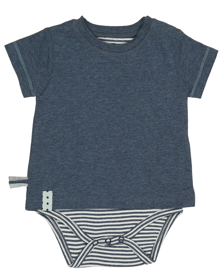 Kurzarm-Bodyshirt KUTAY UNI in indigo melange