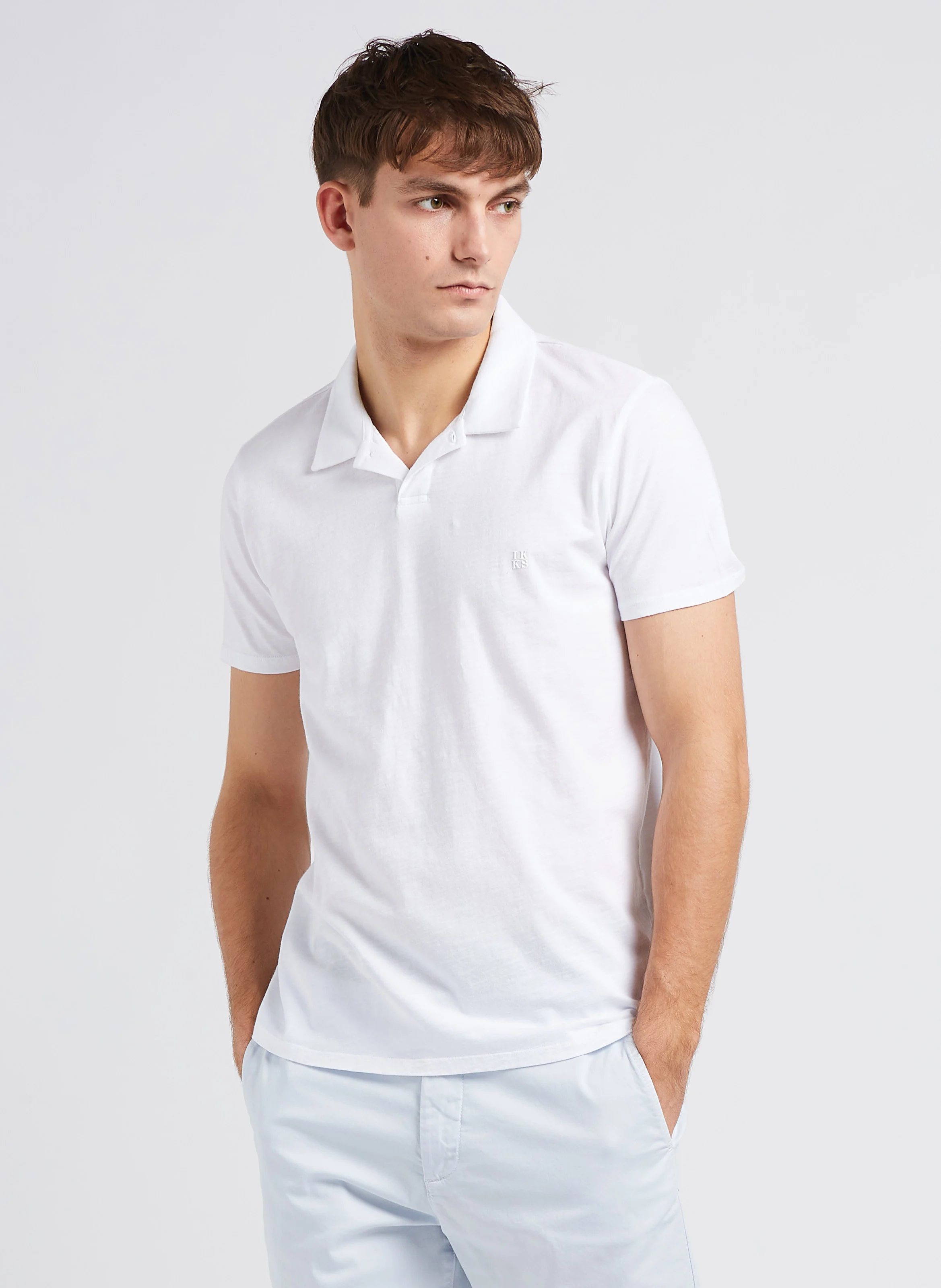 Polo regular-fit en coton flammé | Blanc