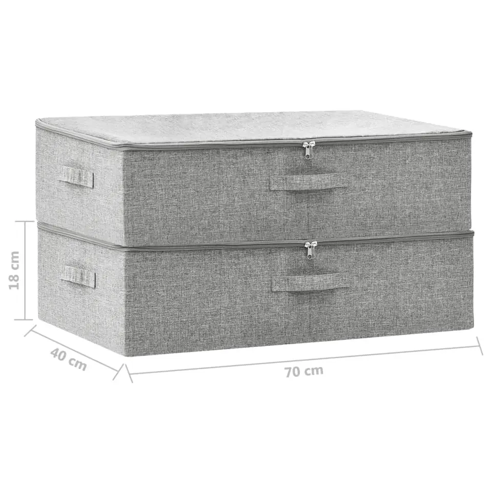 vidaXL - Opbergbox Opbergboxen - Grijs - Stof - 2 stuks